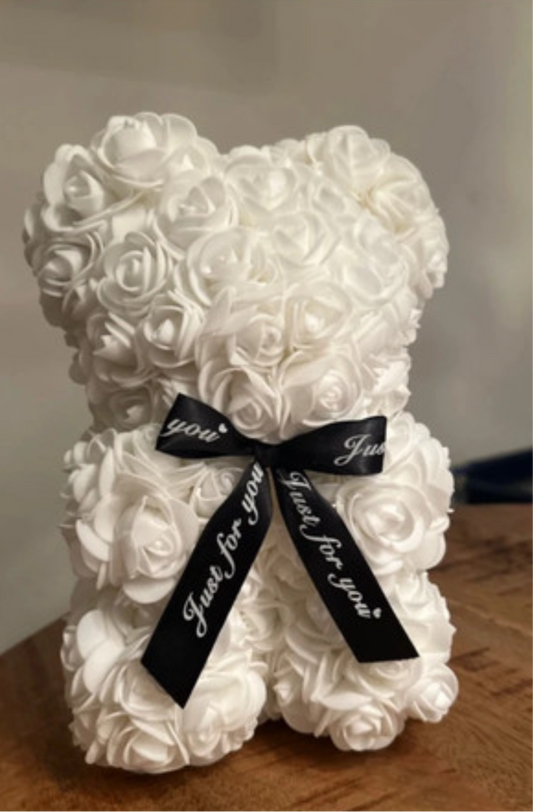 Roos teddybeer boeket white