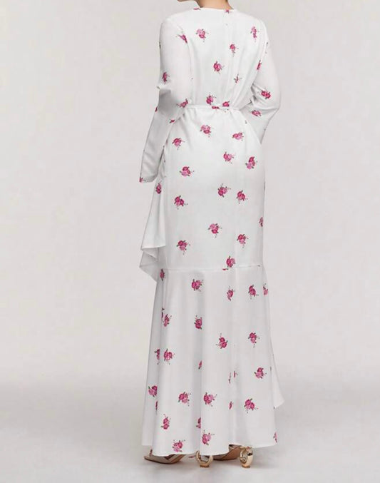 Elegante Witte Maxi Jurk met Roze Bloemenprint
